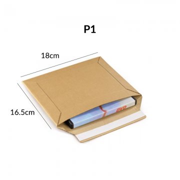 P1 - Pochette carton micro-cannelé brune à fermeture adhésive (10pcs)