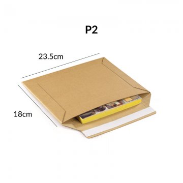 P2 - Pochette carton micro-cannelé brune à fermeture adhésive (10pcs)