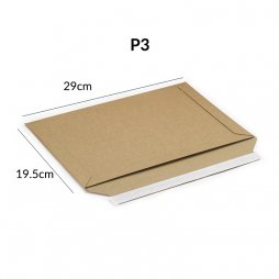 Pochette carton micro-cannelé brune à fermeture adhésive (10pcs)