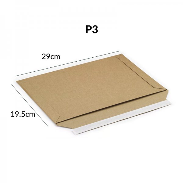 Pochette carton micro-cannelé brune à fermeture adhésive (10pcs)