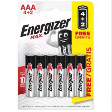 Piles AAA LR03 Alcaline 4 + 2 Offerts - Energizer Max