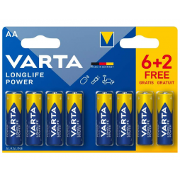 Alkaline Batteries AA LR03 Longlife Power 6 + 2 Free - Varta