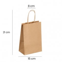 Sac Kraft poignées Torsadés Brun16x8x21(50pcs) S