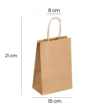 Kraft Bag Twisted Handles Brown 15x8x21(50pcs) S