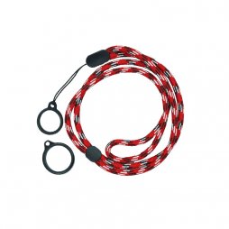 Round Adjustable Lanyard With 2 Silicone Rings Red + White (1pcs)