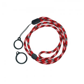 Round Adjustable Lanyard With 2 Silicone Rings Red + White (1pcs)