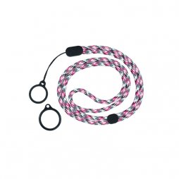 Round Adjustable Lanyard With 2 Silicone Rings Pink + Grey (1pcs)