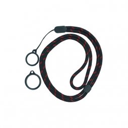Round Adjustable Lanyard With 2 Silicone Rings Black + Red (1pcs)