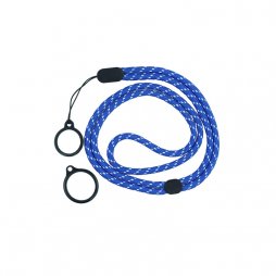 Round Adjustable Lanyard With 2 Silicone Rings Blue + White (1pcs)
