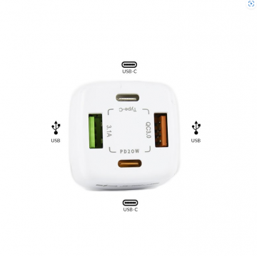 4-Port Car Fast Charger - BK365-2PD (White)