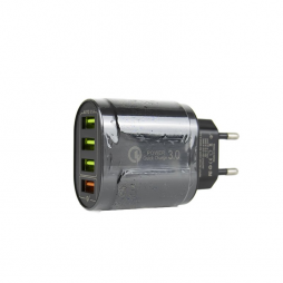 [Echantillon] Adaptateur Secteur/USB 4 port 3,1A 5V Fast Charge 3.0 - BK385 (Noir)