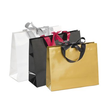 SHINING GIFT BAG WITH SATIN KNOT HANDLE 30*25*10 cm (5pcs)
