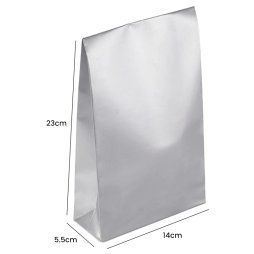 Pochette cadeau papier couché mat argent à fermeture adhésive 14 x 23 x 5,5 cm