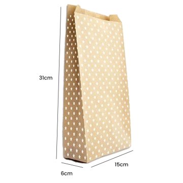 KRAFT GIFT BAG WITH STARS PATTERN 15*31*6 CM - CLAIREFONTAINE (50 pcs) (50 pcs)