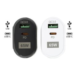 Adaptater Wall/USB & USB Type-C 65W 5V Super Fast Charge 3.0 - BK385-GaN