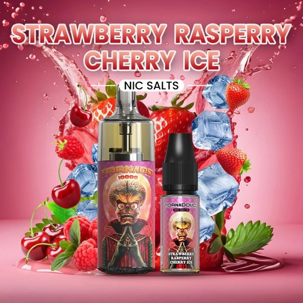 10000 Puff Strawberry Raspberry Cherry Ice 10ml - Tornado by Gobar