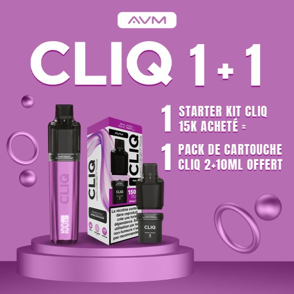 [Offre] 1+1 Starter Kit Cliq 15K Framboise Cassis 2ml 2% - AVM