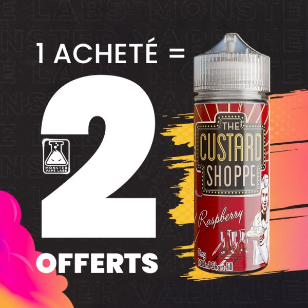 [Offer] 1+2 Raspberry 0mg 100ml - Custard Shoppe by Monster Vape Labs
