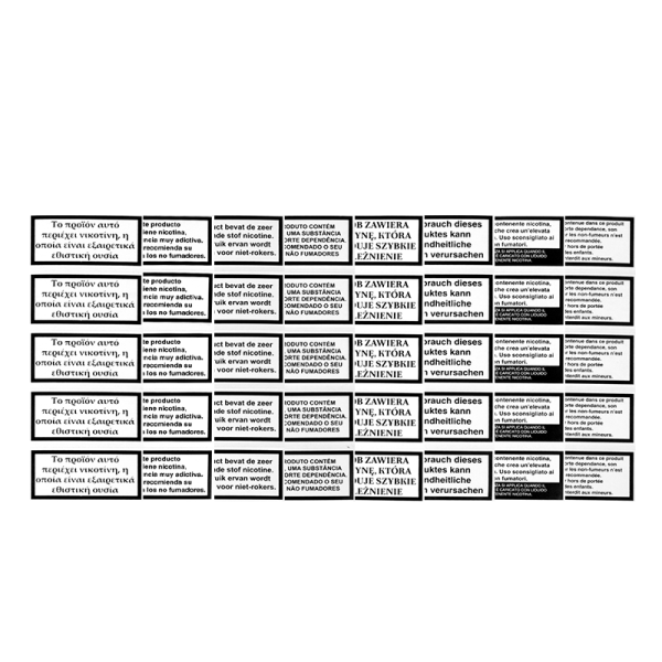Petites Étiquettes d'Avertissement sur la Nicotine (5pcs)
