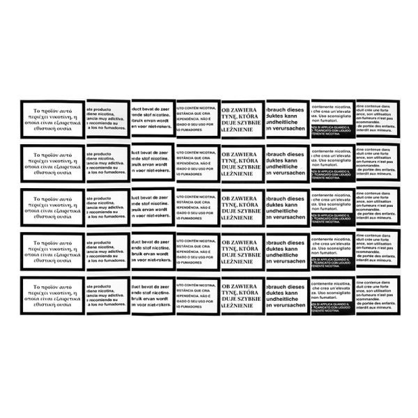 Grandes Étiquettes d'Avertissement sur la Nicotine (5pcs)