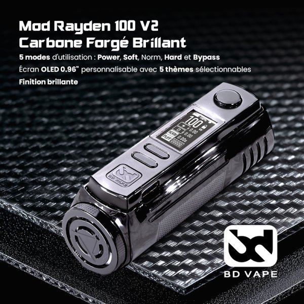 Mod Rayden 100 V2 Glossy Forged Carbon Limited Edition 600pcs - BD Vape