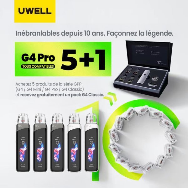 [Offre] 5 Packs Pod Caliburn G4 Pro Achetés, 1 Gift Box G4 Classic Offerte - Uwell