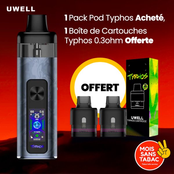 [Offre] 1 Pack Pod Typhos Acheté, 1 Boîte de Cartouches Typhos 0.3ohm Offerte - Uwell