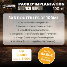 E-liquid Implantation Pack 100ml (18pcs) - Shonen Vapor