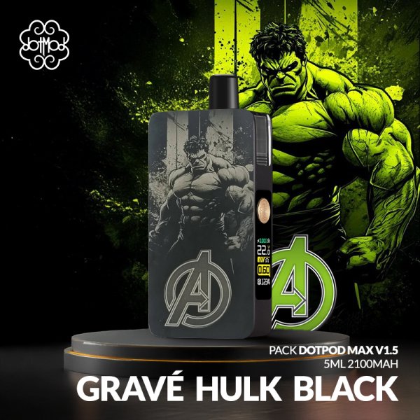 Pack DotPod Max V1.5 5ml 2100mAh Gravé Hulk Black - Dotmod