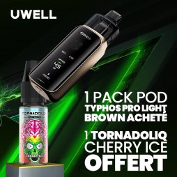 [Offre] 1 Pack Pod Typhos Pro Light Brown Acheté, 1 Tornadoliq Cherry Ice Offert