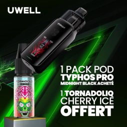 [Offre] 1 Pack Pod Typhos Pro Midnight Black Acheté, 1 Tornadoliq Cherry Ice Offert