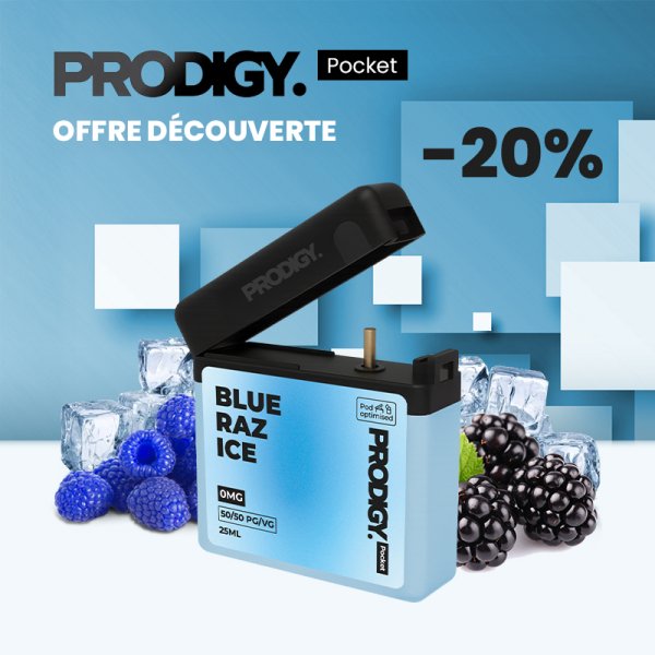 Blue Raz Ice 0mg 25ml - Prodigy Pocket by Vape Maker