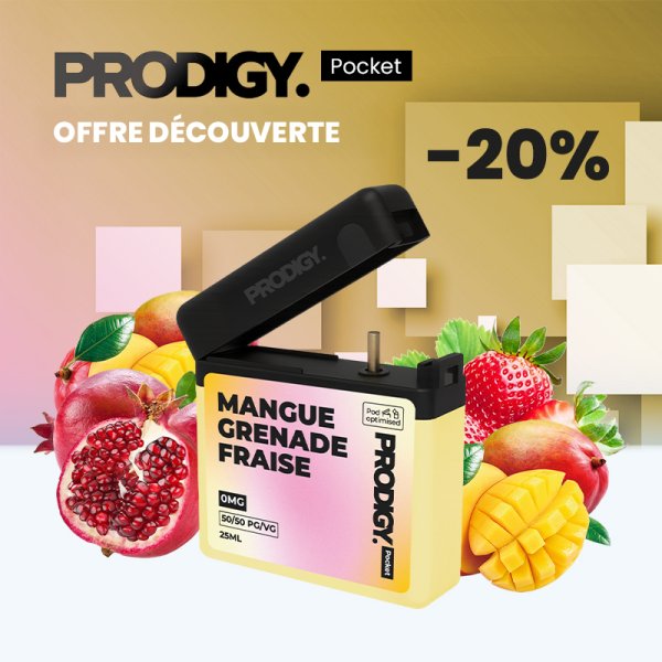 Mangue Grenade Fraise 0mg 25ml - Prodigy Pocket by Vape Maker
