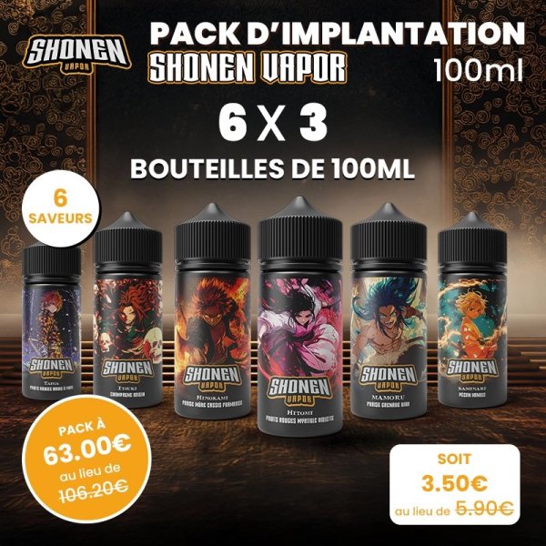 E-liquid Implantation Pack 100ml (18pcs) - Shonen Vapor