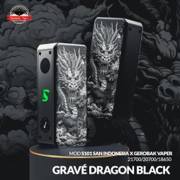 Mod S101 21700/20700/18650 Gravé Dragon Black - San Indonesia X Gerobak Vaper