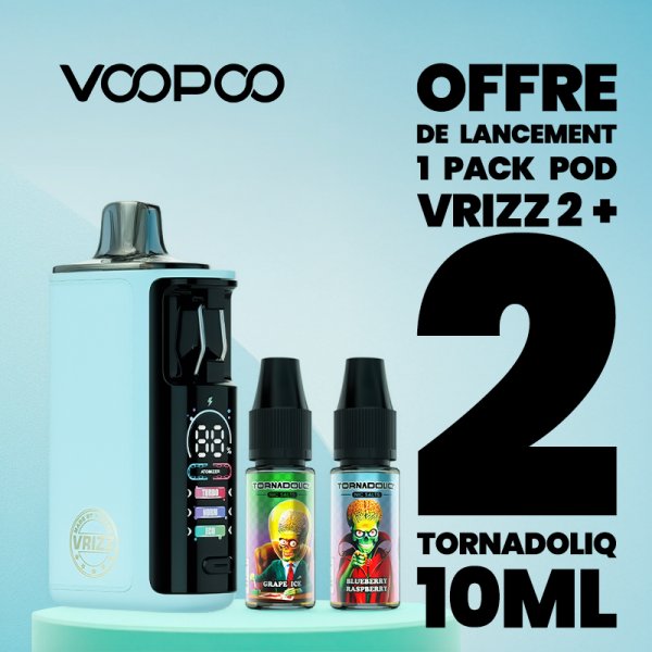 [Offer] 1 Vrizz 2 Pod Kit + 2 Tornadoliq 10ml (Grape Ice/Blueberry Raspberry) - Voopoo
