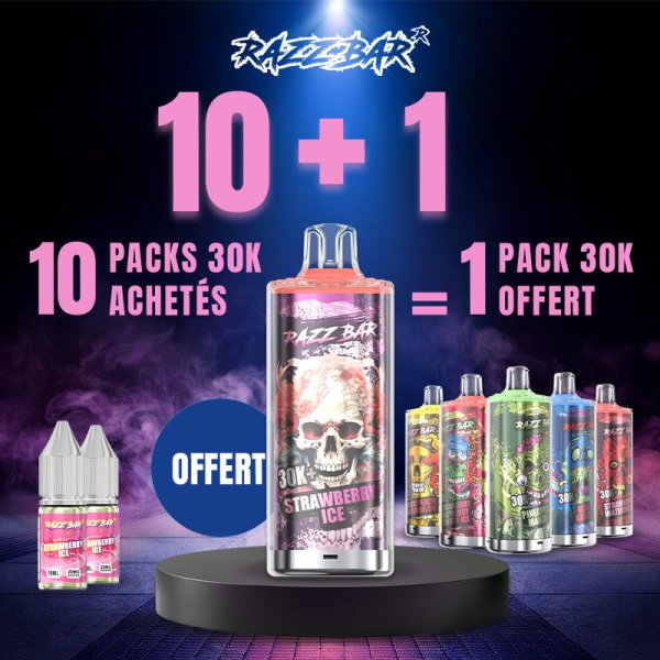 [Offre] 10 Packs 30K Achetés, 1 Pack 30k Strawberry Ice Offert - RazzBar