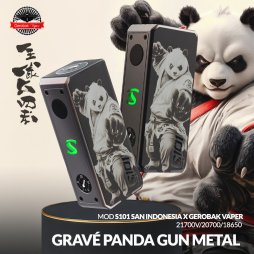 Box S101 21700/20700/18650 Engraved Panda Gun Metal - San Indonesia X Gerobak Vaper