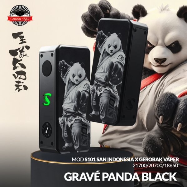 Box S101 21700/20700/18650 Engraved Panda Black - San Indonesia X Gerobak Vaper
