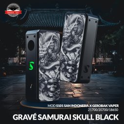 Mod S101 21700/20700/18650 Gravé Samurai Skull Black - San Indonesia X Gerobak Vaper