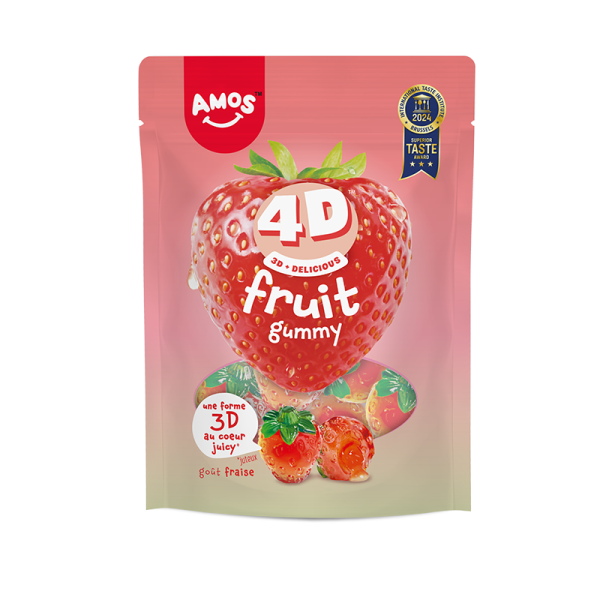 Bonbons Fruits Fraise 4D 120g - Amos