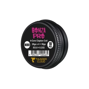 Bonza Pro 4-Core Fused Clapton Coils Ni80 0.23/0.25Ω (10pcs) - Thunder Cloud x Vaping Bogan