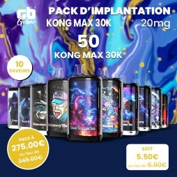 Pack d'Implantation Kong Max 30K 1100mAh 20ml / 2% (50pcs) - Gobar