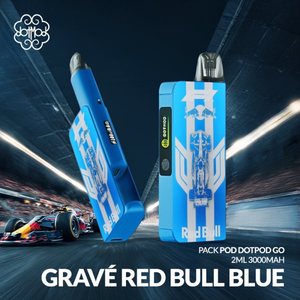 Kit Pod dotPod Go 2ml 3000mAh Blue Engraved Red Bull - Dotmod