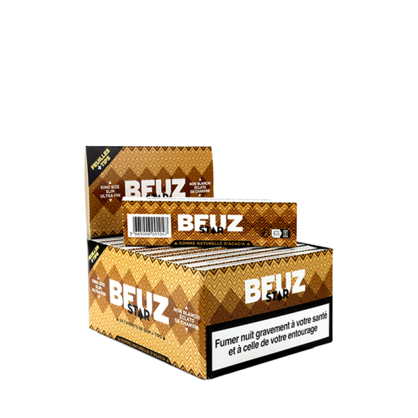 Natural Hemp Slim Star + Tips Rolling Papers (24pcs) - Beuz