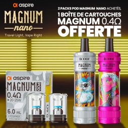 [Offer] Buy 2 Magnum Nano Pod Kits, Get 1 Box of Magnum 0.4Ω Cartridges Free - Aspire