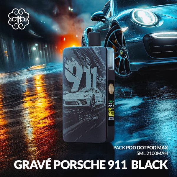 Kit DotPod Max V1.5 5ml 2100mAh Engraved Porsche 911 Black (Limited to 50pcs) - Dotmod