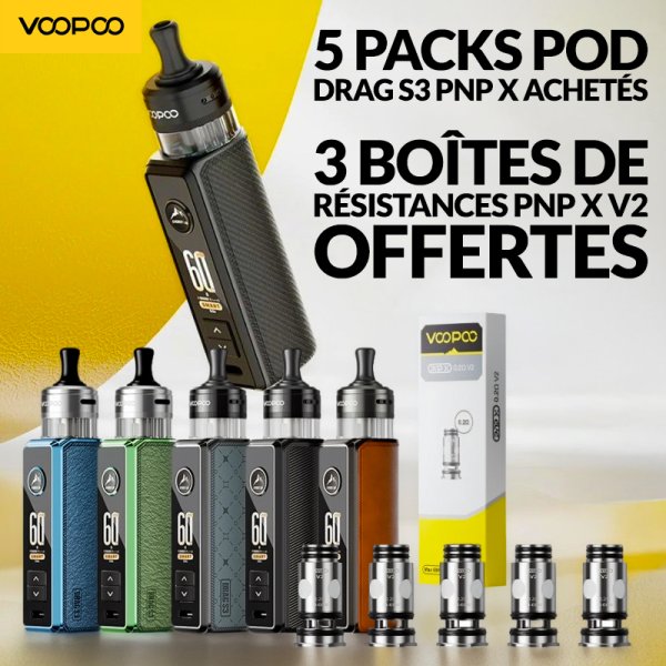 [Offre] 5 Packs Pod Drag S3 PnP X Achetés, 3 Boîtes de Résistances PnP X V2 Offertes - Voopoo