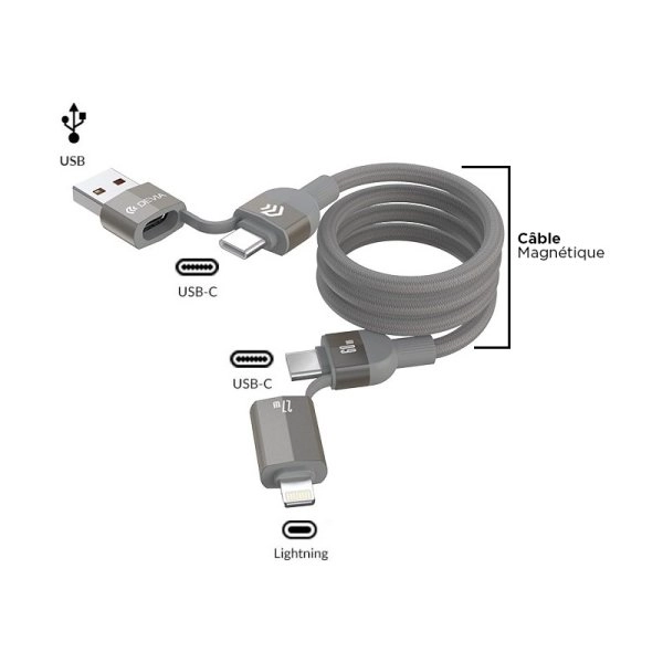 Câble de Charge Multi Fonction Magnétique 4 in 1 Ultra 2 (1pc) - DEVIA