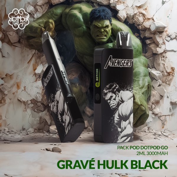 Kit Pod dotPod Go 2ml 3000mAh Black Engraved Hulk - Dotmod